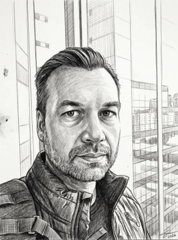 Pencil portrait of Nitai, founder of Mailtwine
