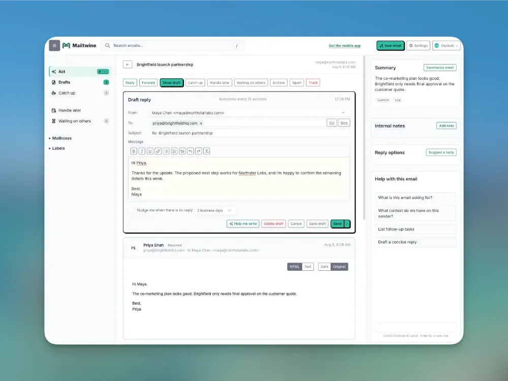 Mailtwine - a different AI email assistant