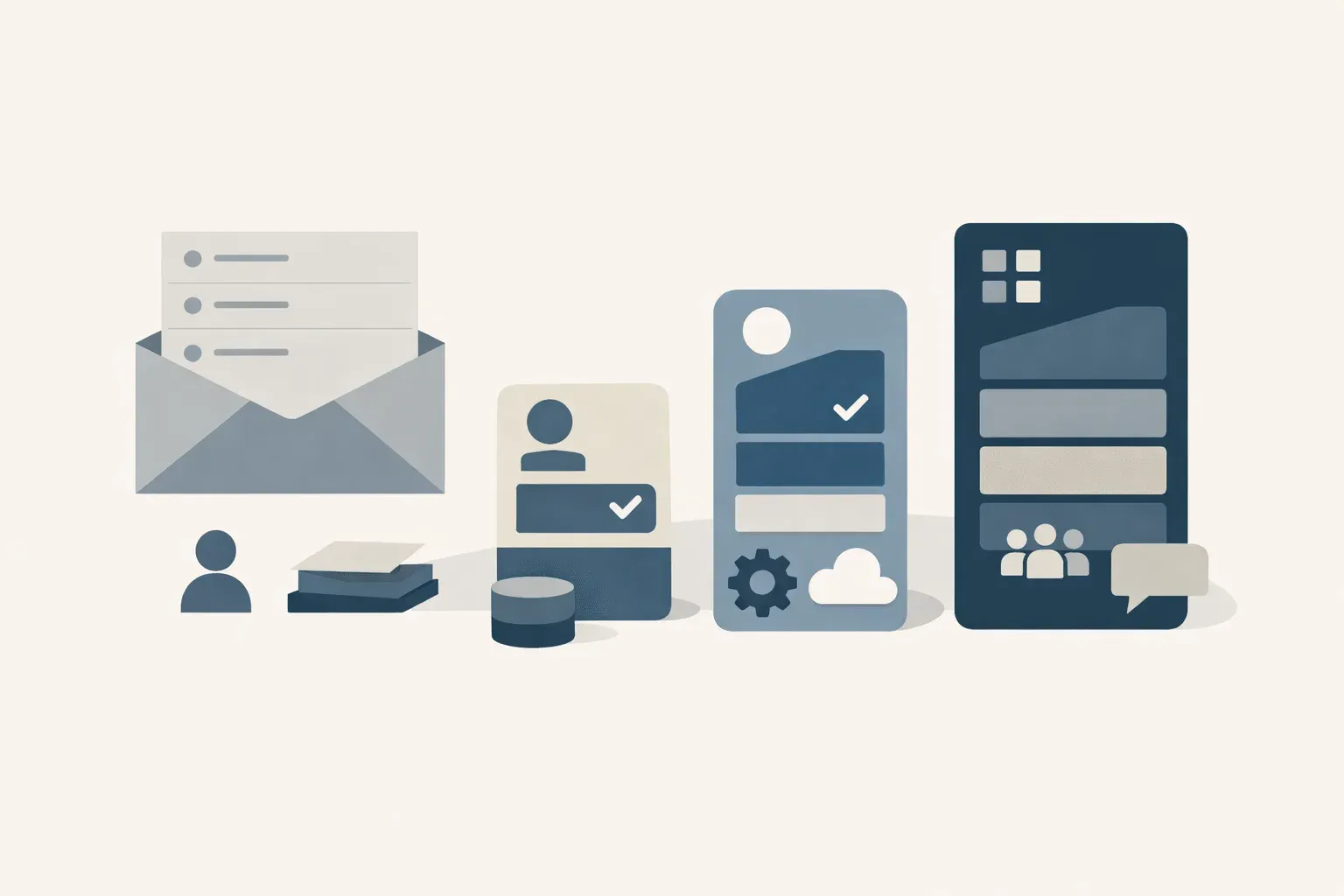 Illustration of three email assistant plan options beside an inbox