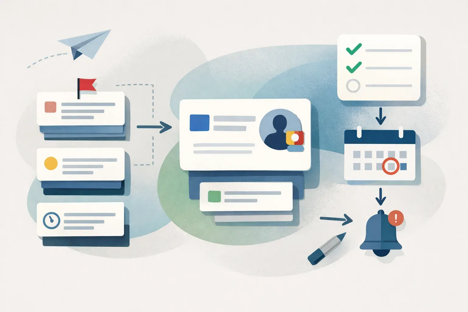 Email threads organized by priority, owner, and follow-up status.